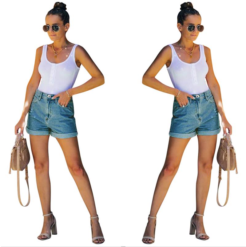 High waisted denim shorts