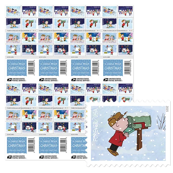 Charlie Brown Christmas Forever Stamps 2015