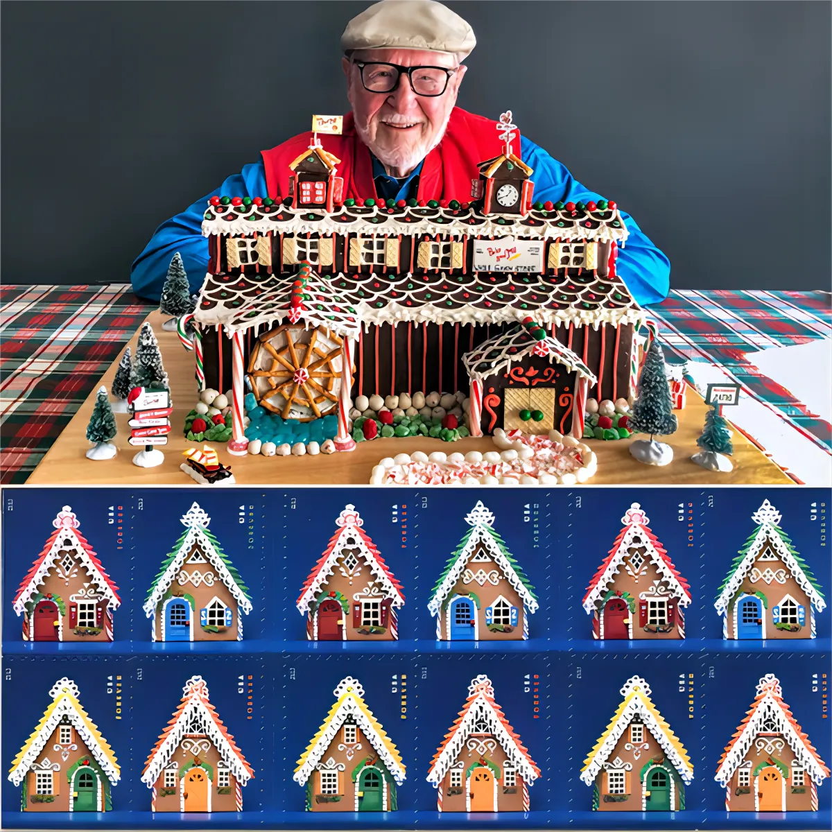 Contemporary Gingerbread Houses Forever Stamp 2013