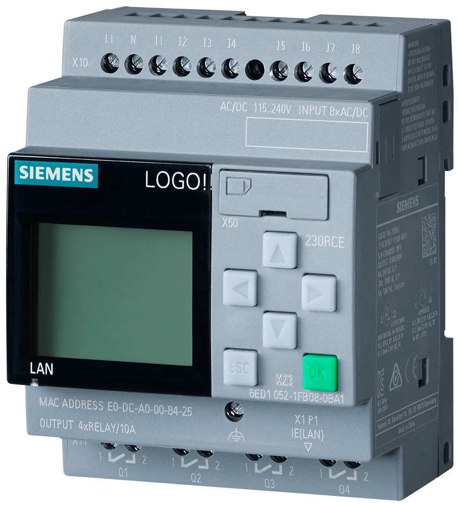 6ED1052-1FB08-0BA2 LOGO!230RCE, 8DI/4DO, 400 Blocks