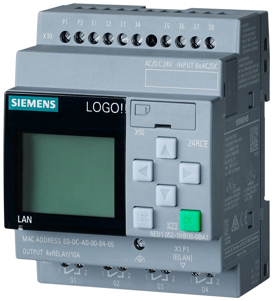 6ED1052-1HB08-0BA2 LOGO! 24RCE, 8DI/4DO, 400 Blocks