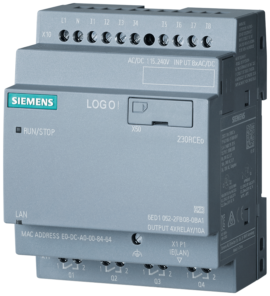 6ED1052-2FB08-0BA2  LOGO!230RCEo, 8DI/4DO,400 Blocks