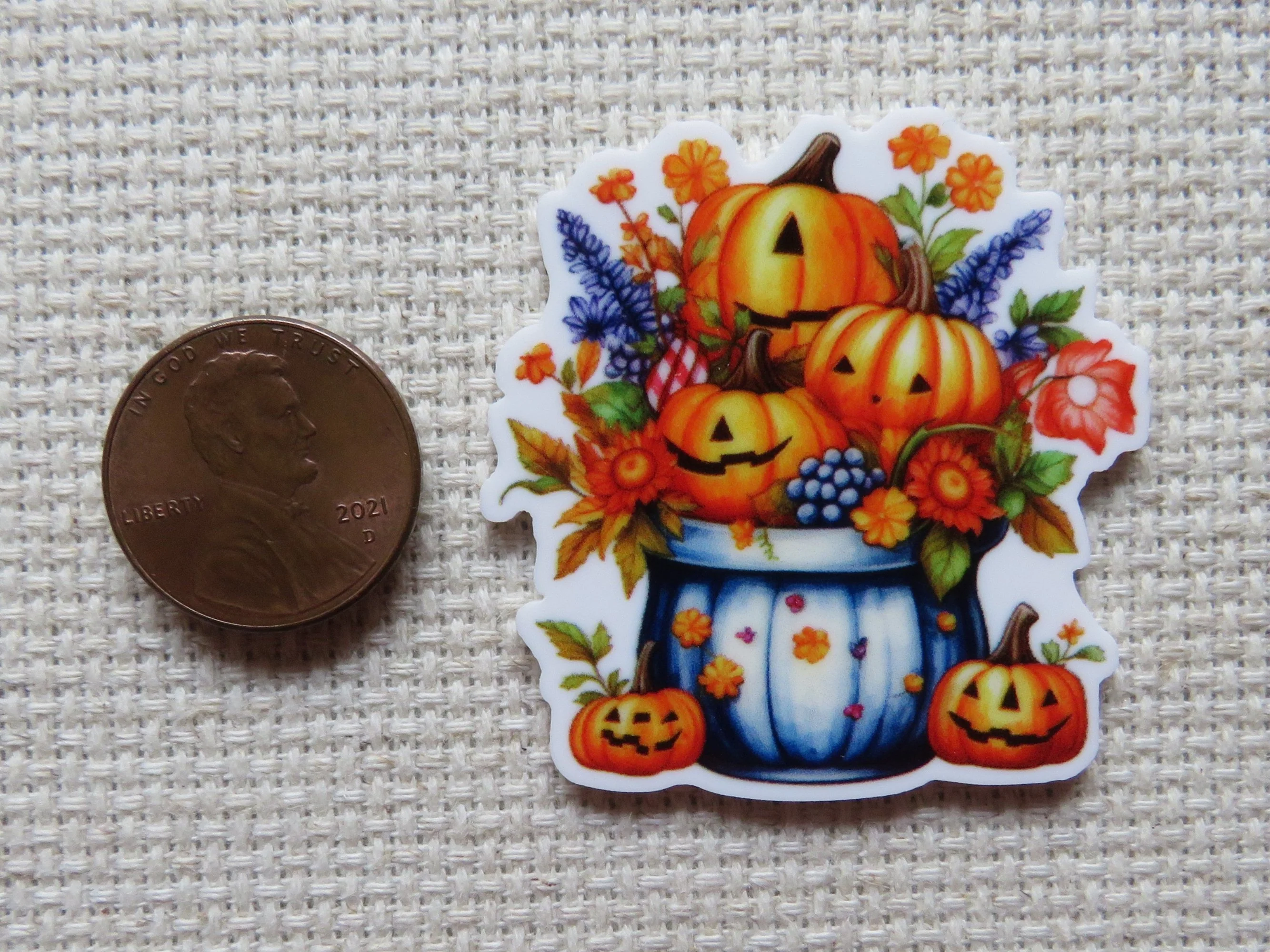 A Basket of Pumpkin Fun Needle Minder, Cover Minder, Magnet