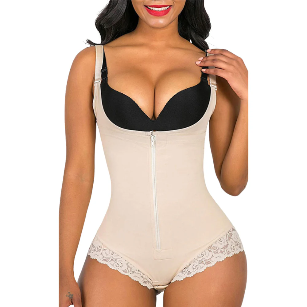 Women’s One-Piece Shapewear Bodysuit with Lace Trim