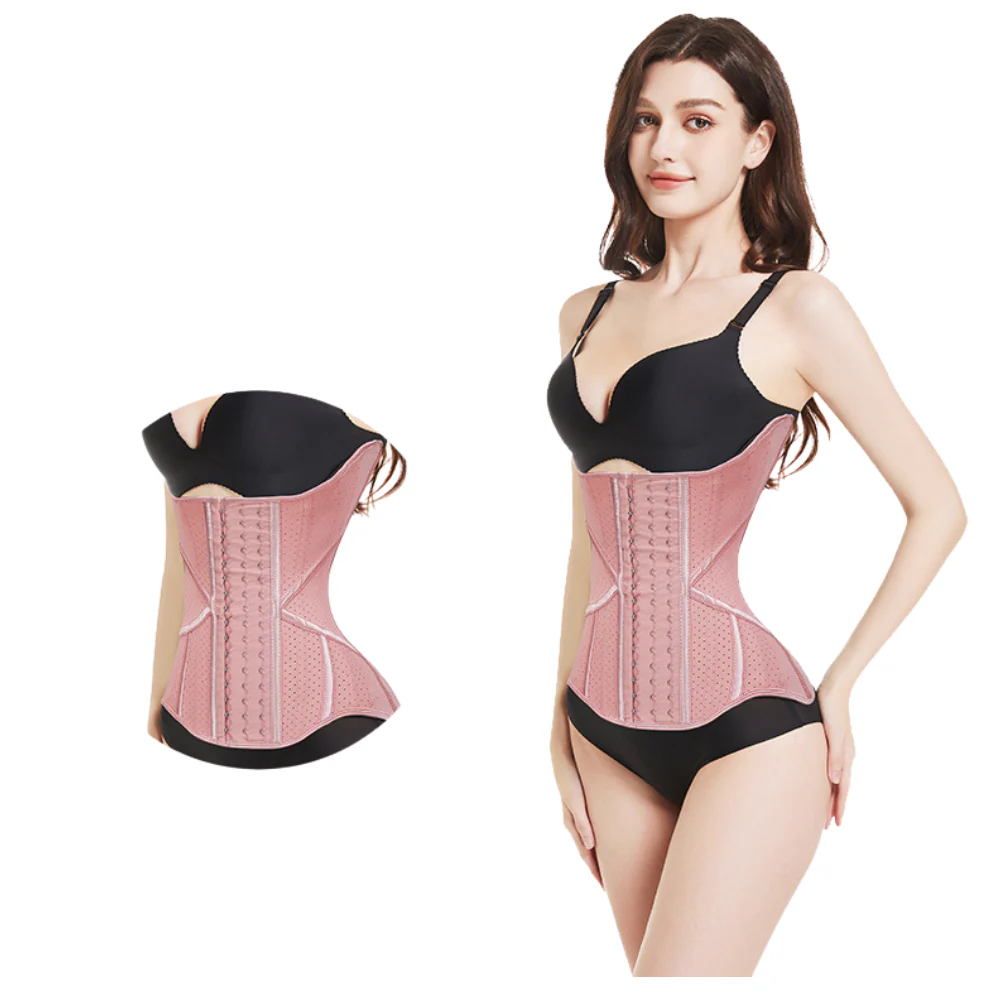 Women's Pink Extended Latex Waist Trainer Corset