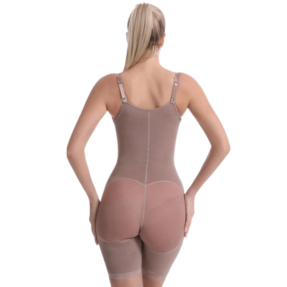 Women's High-Waisted Full Body Shapewear with Adjustable Straps & Hook Closure