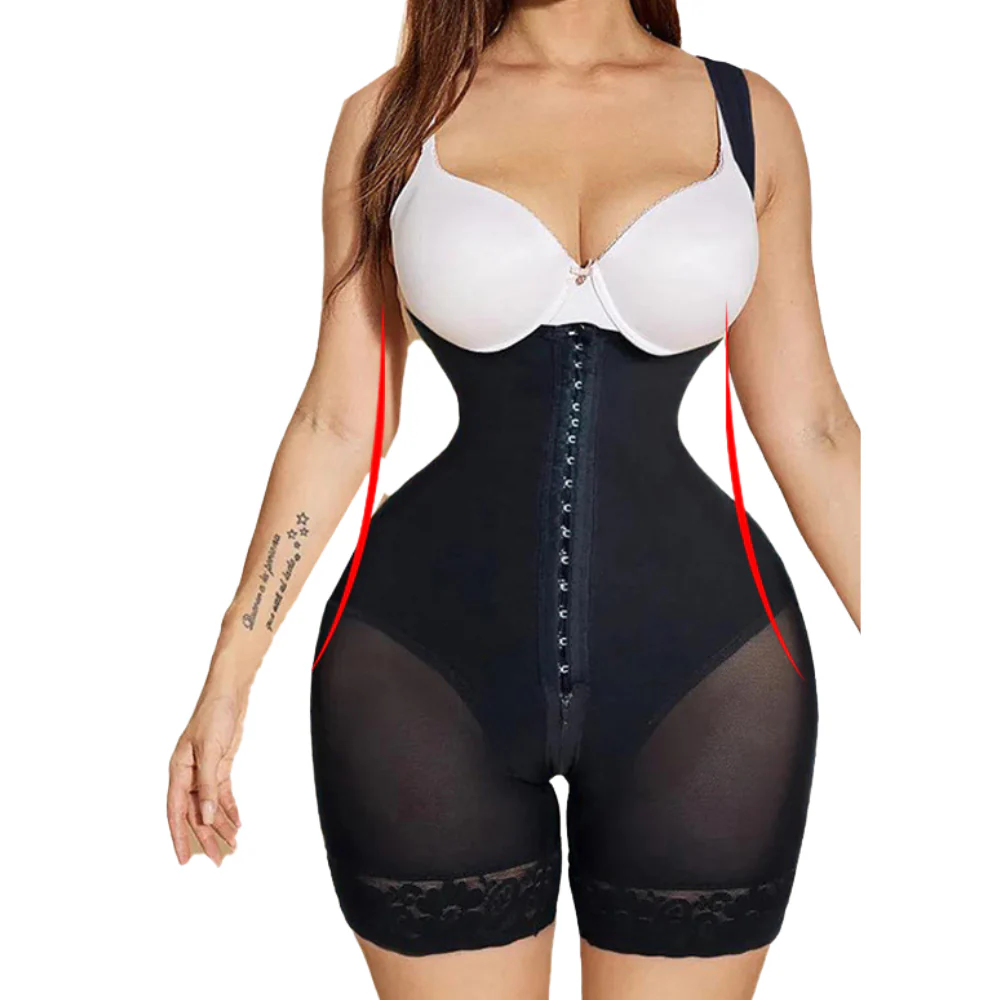 Women's High Waist Zipper Shapewear Bodysuit with Open Crotch