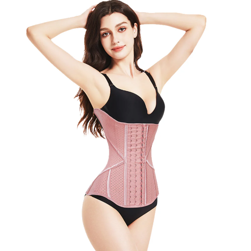 Women's Pink Extended Latex Waist Trainer Corset