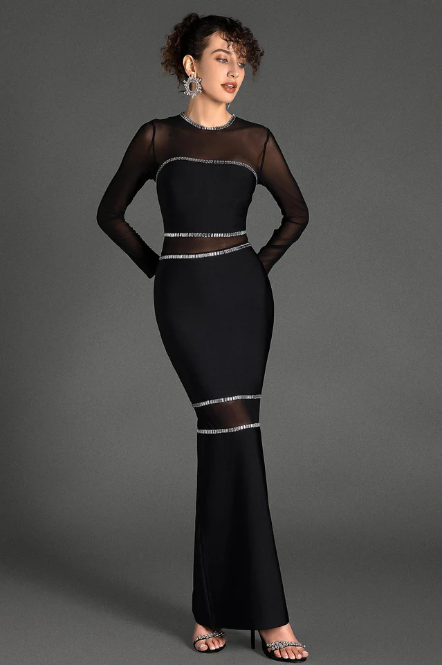 Women's Boyle Black Mesh Bandage Dress