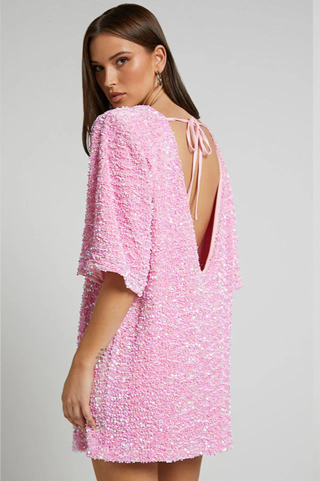 Women's Velour Sequins Mini Dress