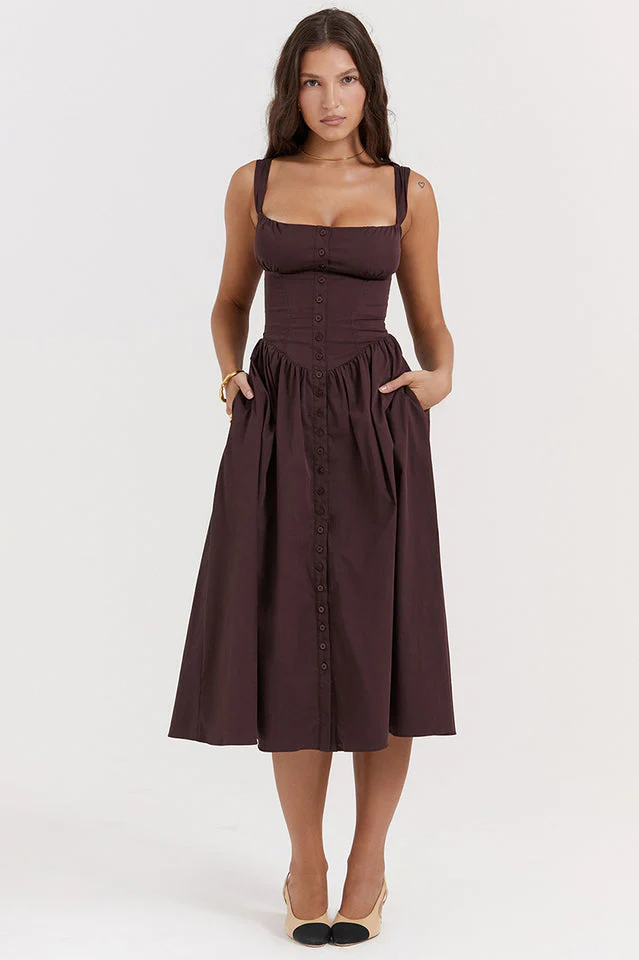 Women's Rich Brown Midi Sundress