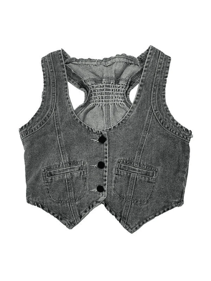 Women's Vintage Y2K Denim Corset Top