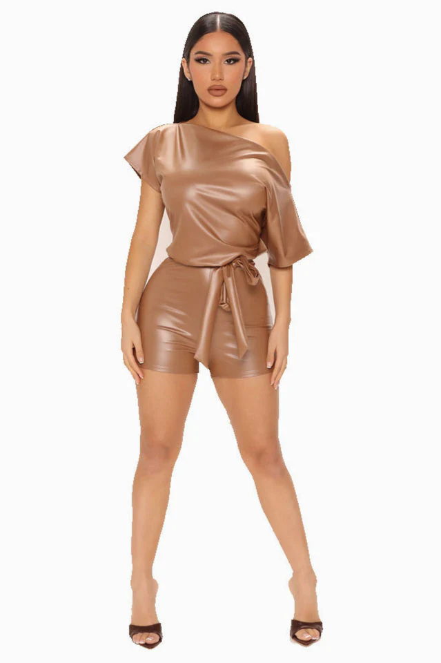 Women's PU Leather Romper