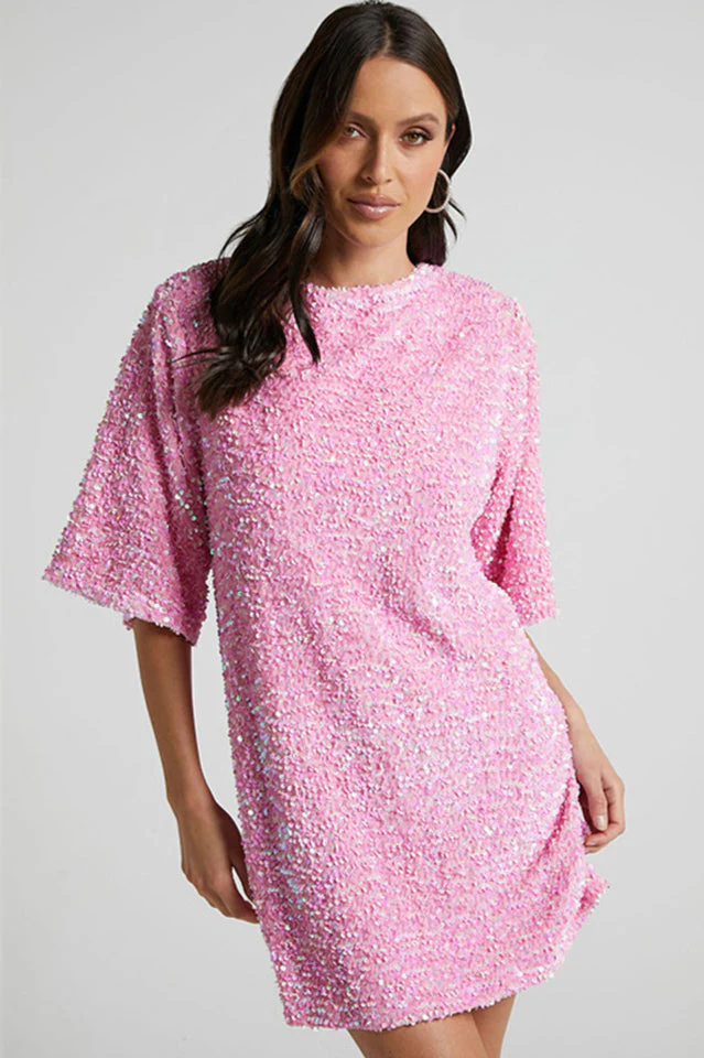 Women's Velour Sequins Mini Dress