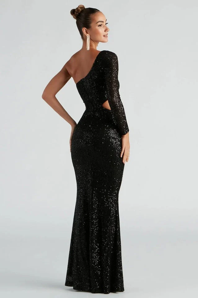Women's Sassy One Shoulder Sequin Gown