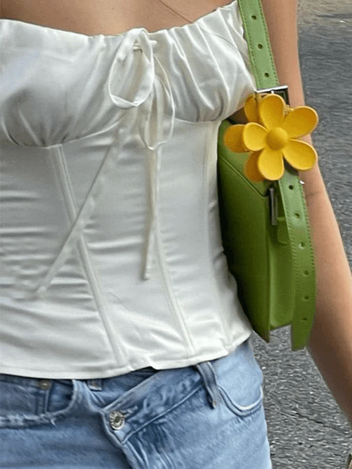 Women's Tie Front Satin Corset Top