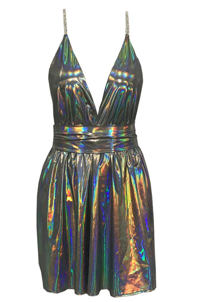 Women's Laser Sparkle Backless Dress