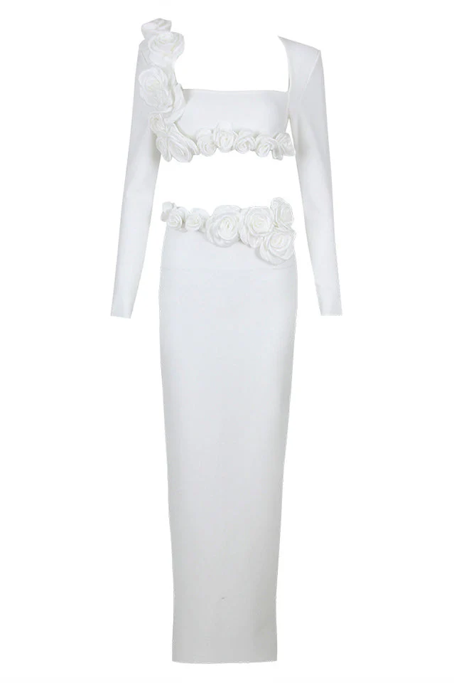 Women's Flower Detail Two Piece Maxi Dress