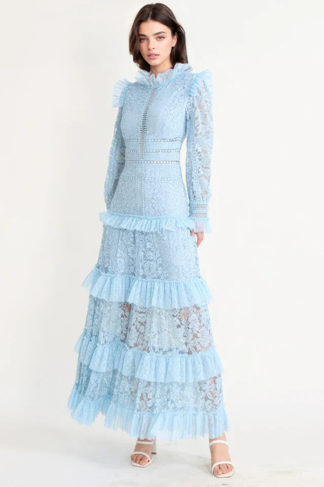 Women's Textured Maxi Dress With Long Sleeves