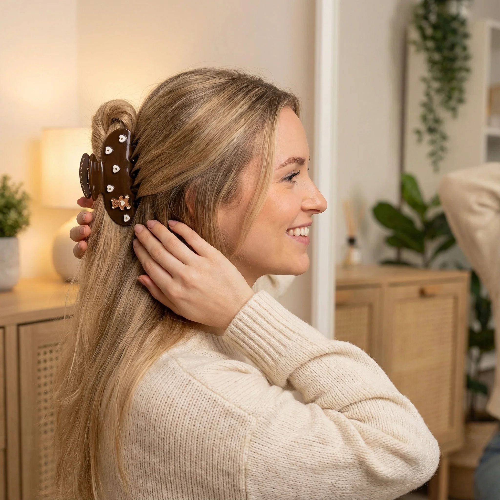 Women's Sweetheart Hair Claw Clip in Toasted Teddy