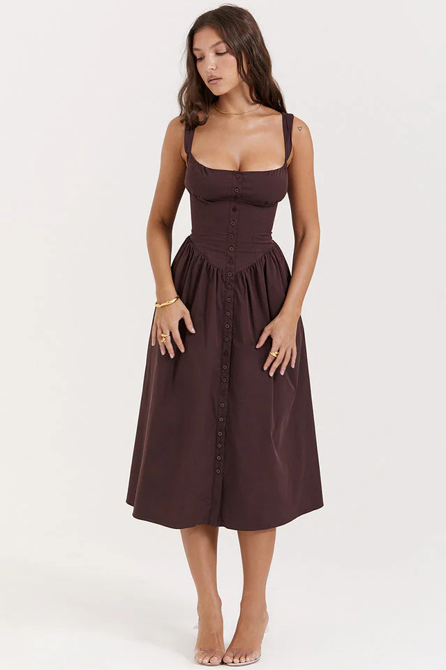 Women's Rich Brown Midi Sundress