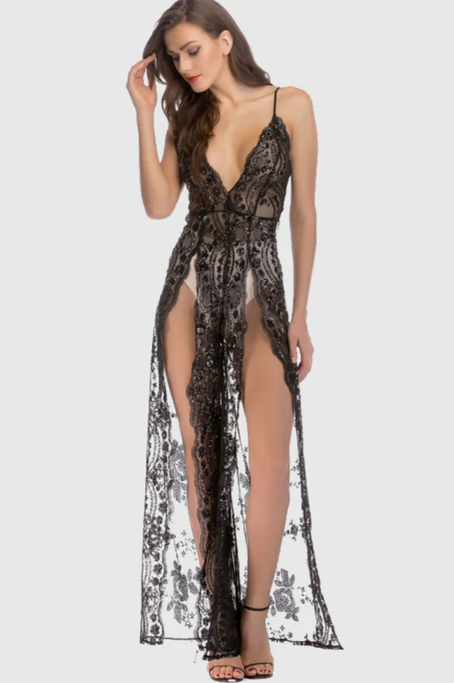 Women's High Slit Backless Boho Cocktail Gown