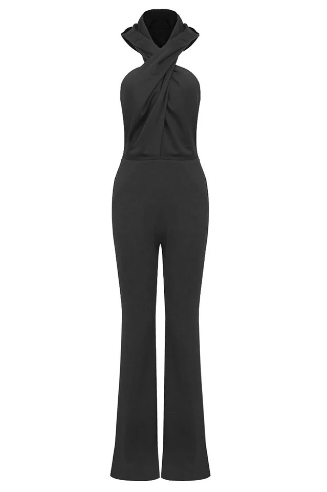 Women's Backless Hooded Jumpsuit With Slip Pockets