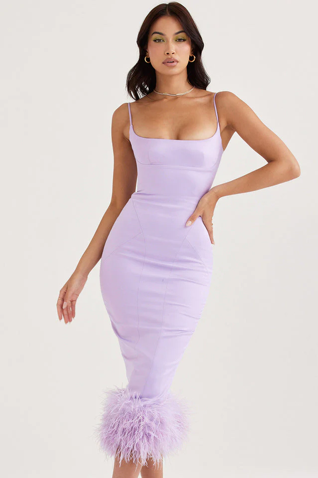 Women's Helena Orchid Satin Midi Dress