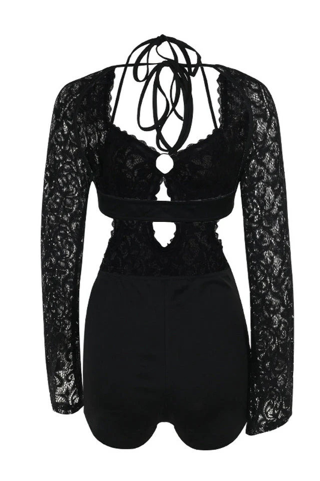 Women's Adela Cut-Out Halter Neck Lace Playsuit