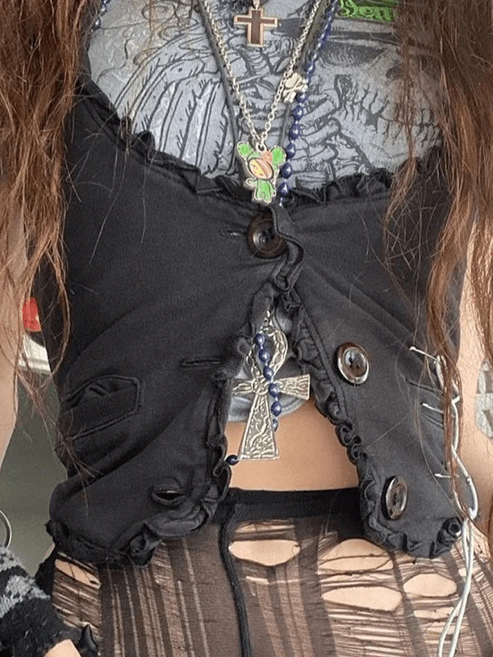 Women's Frill Trim Corset Top