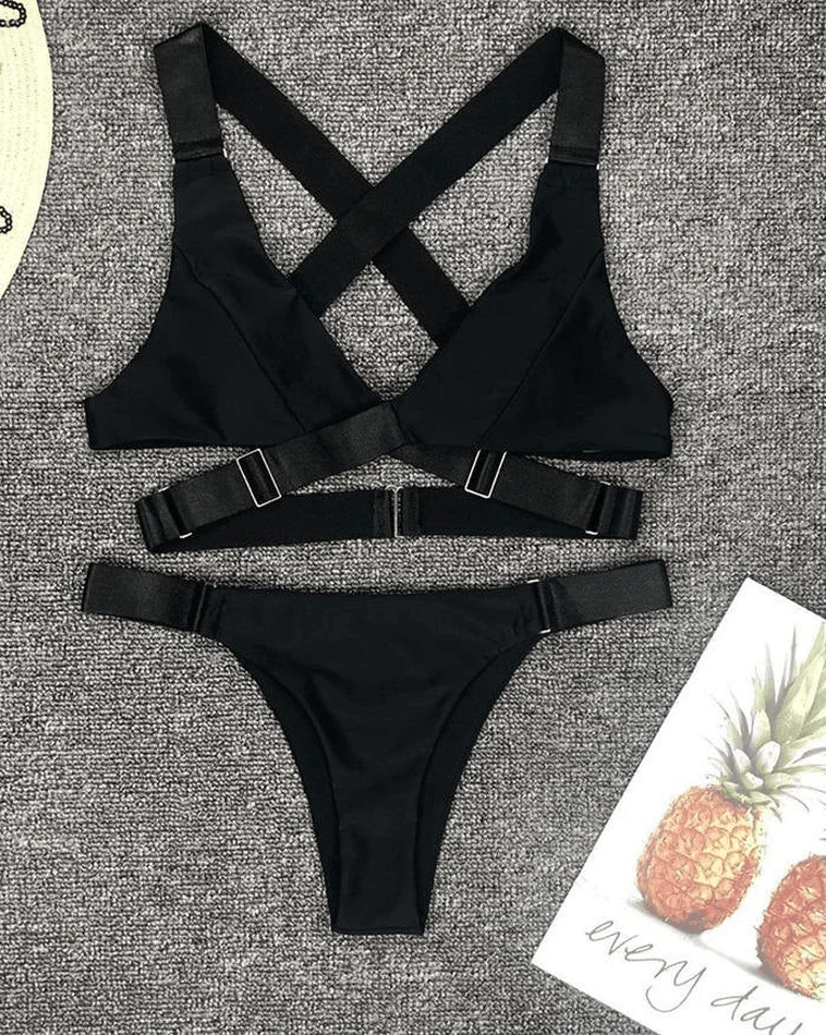 Women's Buckle Brazilian Bottom Push-Up Two-Piece Bikini