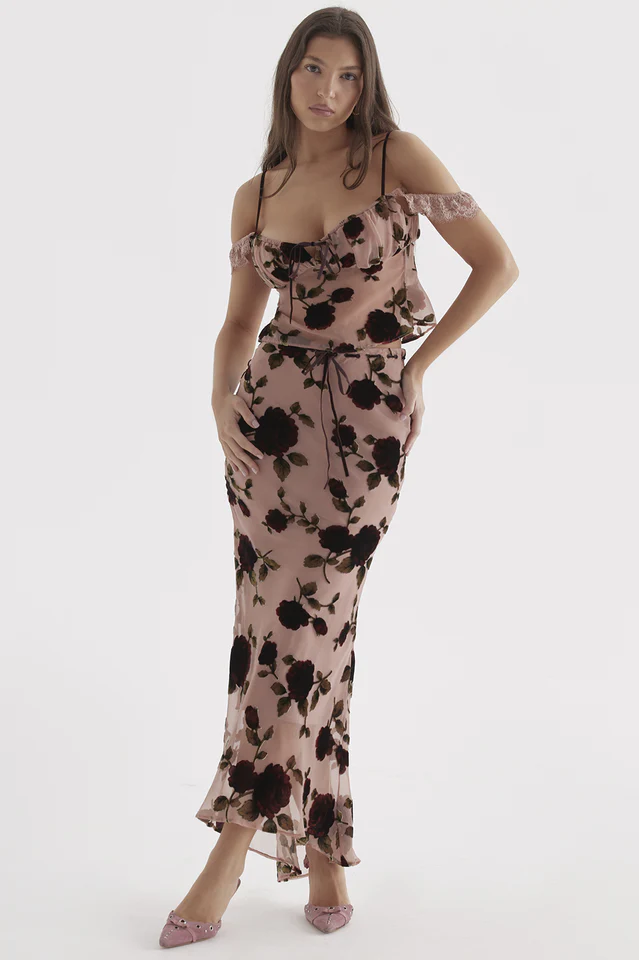 Women's Pink Rose Dessert Top + Craft Skirt Set