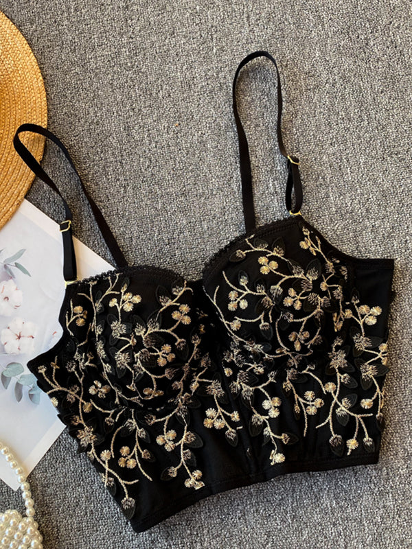 Women's Vintage Lace Embroidery Bustier