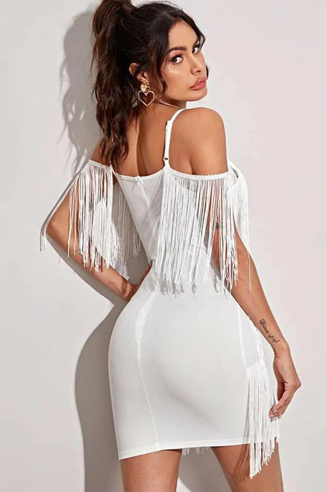 Women's Pora Mini Halter Dress with Tassels