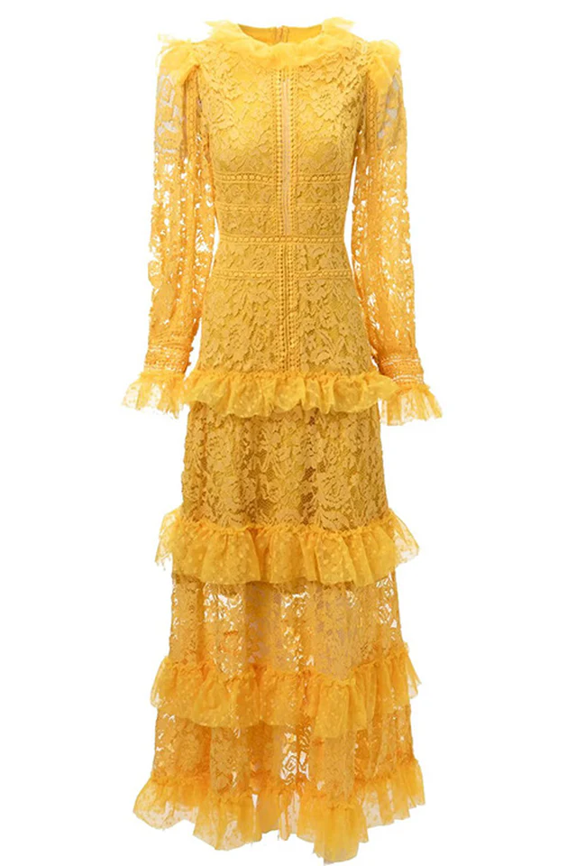 Women's Textured Maxi Dress With Long Sleeves