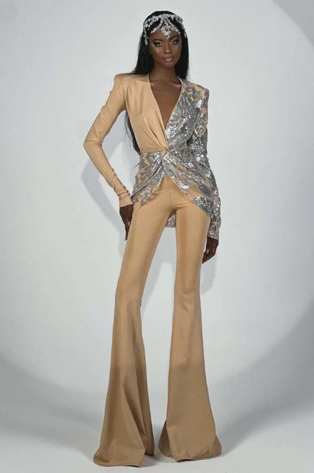 Women's Long Sleeve Sequin Jumpsuit