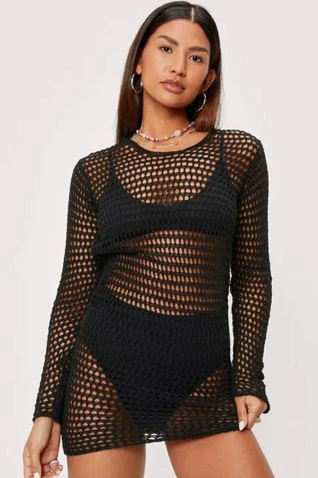 Women's Crochet Low Back Beach Cover Up Dress