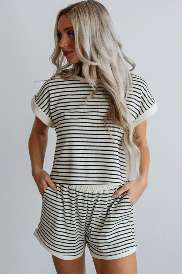 Women's Lola Stripe Tee and Shorts Set