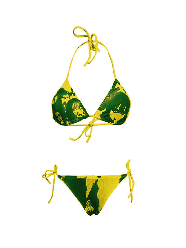 Women's Screen Print Halter Bikini Set