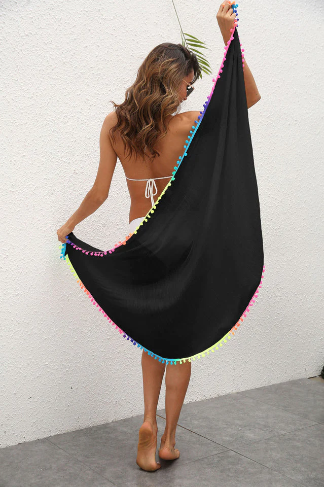 Women's Tassel Patched Irregular One Piece Beach Skirt