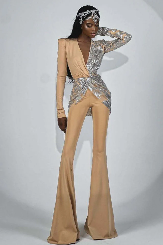 Women's Long Sleeve Sequin Jumpsuit