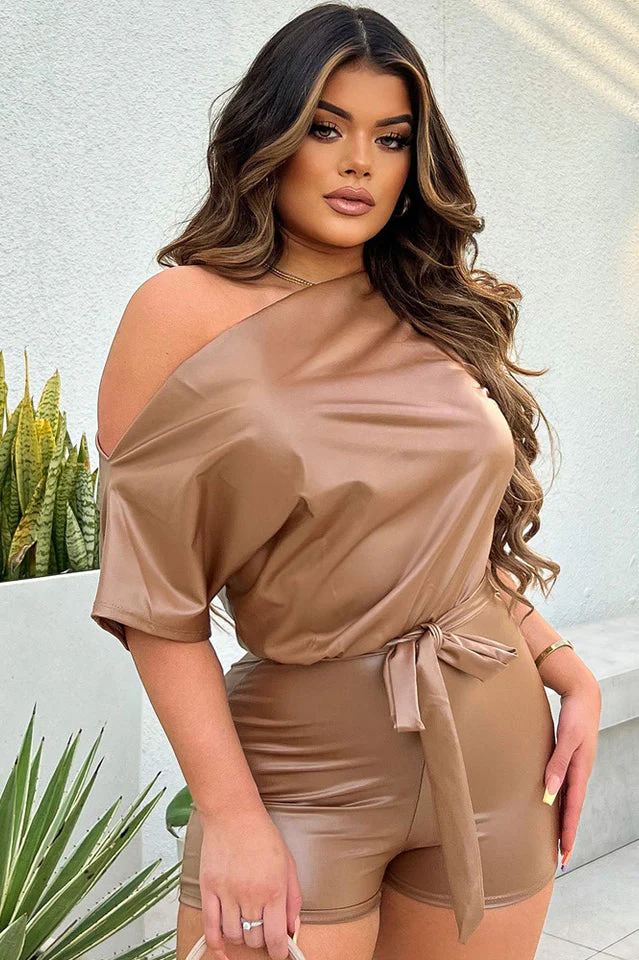 Women's PU Leather Romper