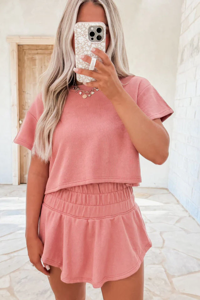 Women's Cropped Tee and Ruffle Skort Set