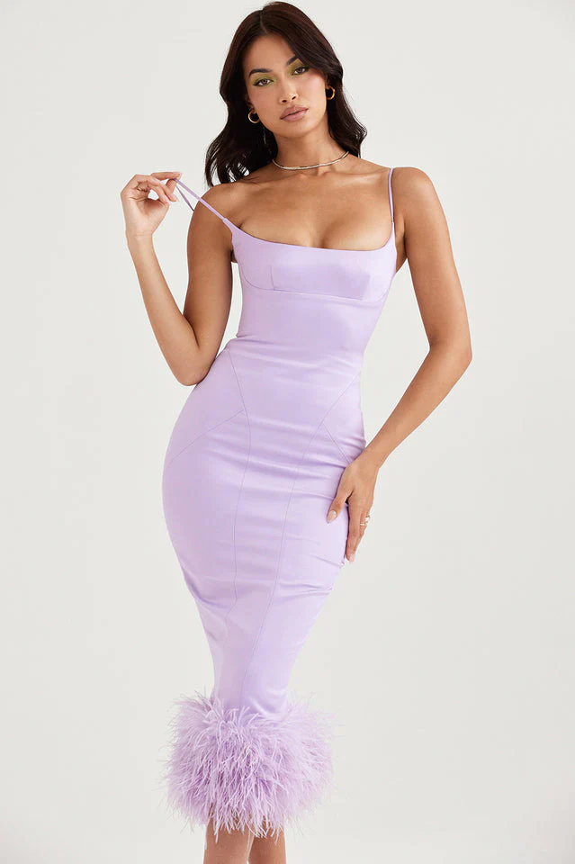 Women's Helena Orchid Satin Midi Dress