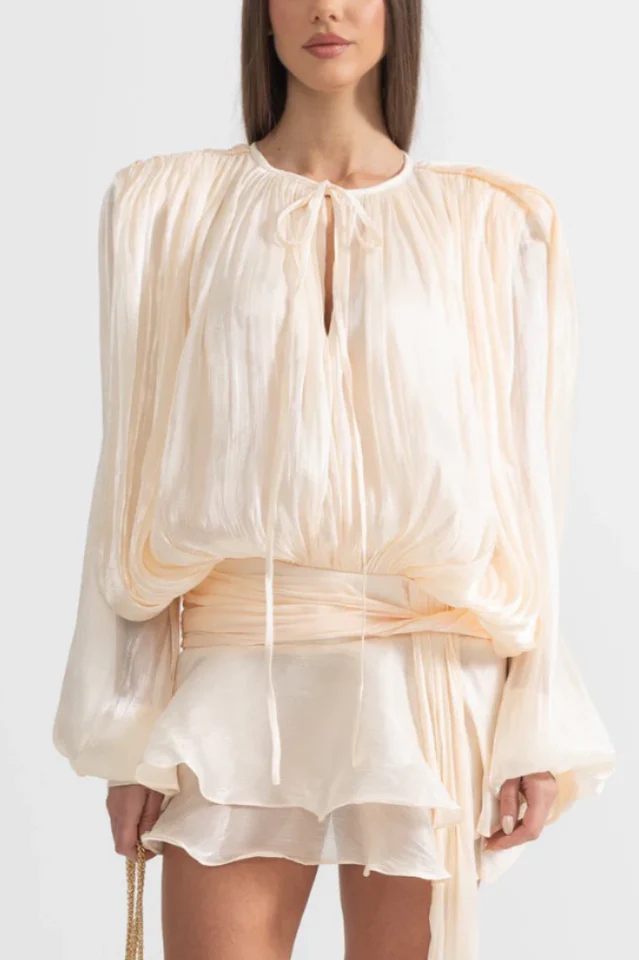 Women's Ruffled Mini Dress With Flowing Silhouette