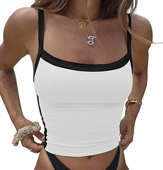 Women's Contrast Trim Vintage Crop Cami Top