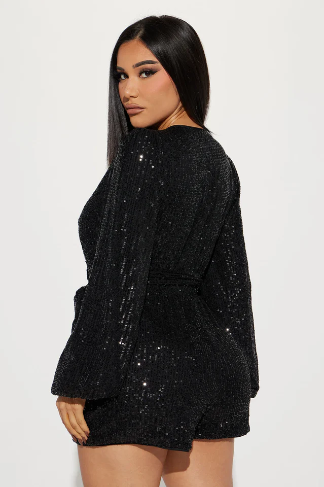 Women's Take Me Dancing Sequin Romper