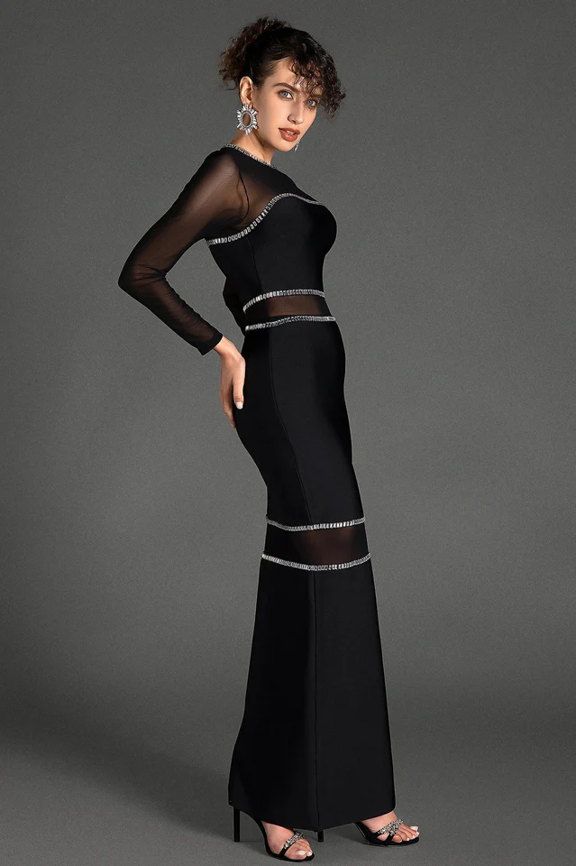 Women's Boyle Black Mesh Bandage Dress