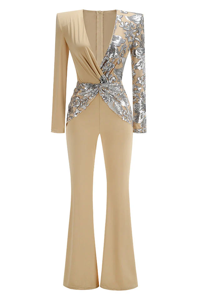 Women's Long Sleeve Sequin Jumpsuit