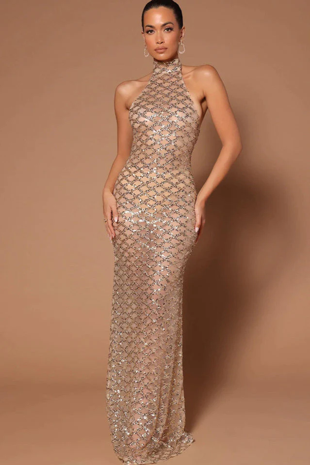 Women's Lunia Sequin Backless Maxi Dress